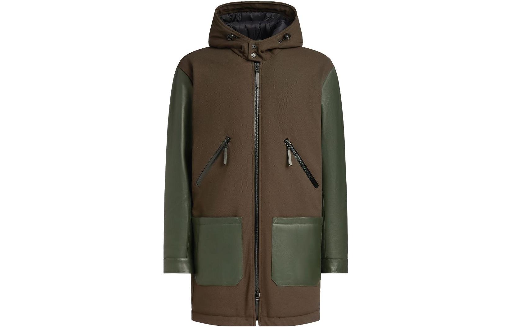 Giuseppe Zanotti FW23 Chocolate Logo Patch Hooded Leather Jacket for Men ERU2022H02