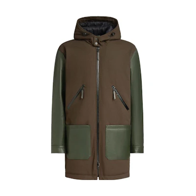 Giuseppe Zanotti FW23 Chocolate Logo Patch Hooded Leather Jacket for Men ERU2022H02