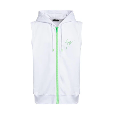 Giuseppe Zanotti FW23 Colorblock Logo Print Sleeveless Hoodie White Men ERU3017001