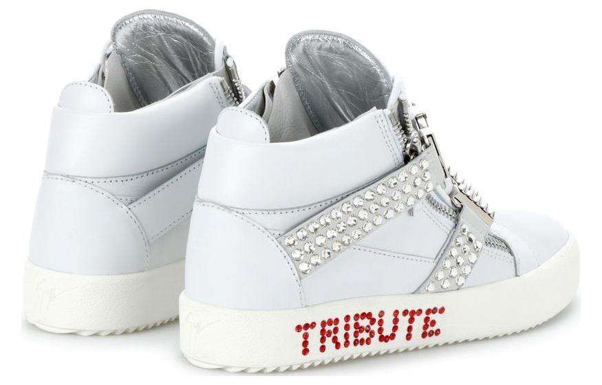 Shop Sepatu Tinggi Giuseppe Zanotti Tribute 'Kulit Putih' 1RM90064003
