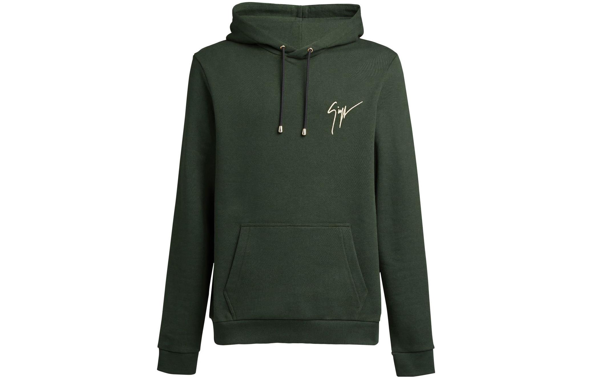 Giuseppe Zanotti Green Solid Color Drawstring Hoodie IRU0009002