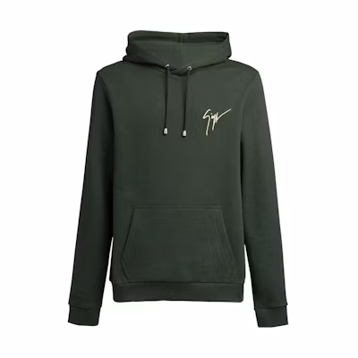 Giuseppe Zanotti Green Solid Color Drawstring Hoodie IRU0009002