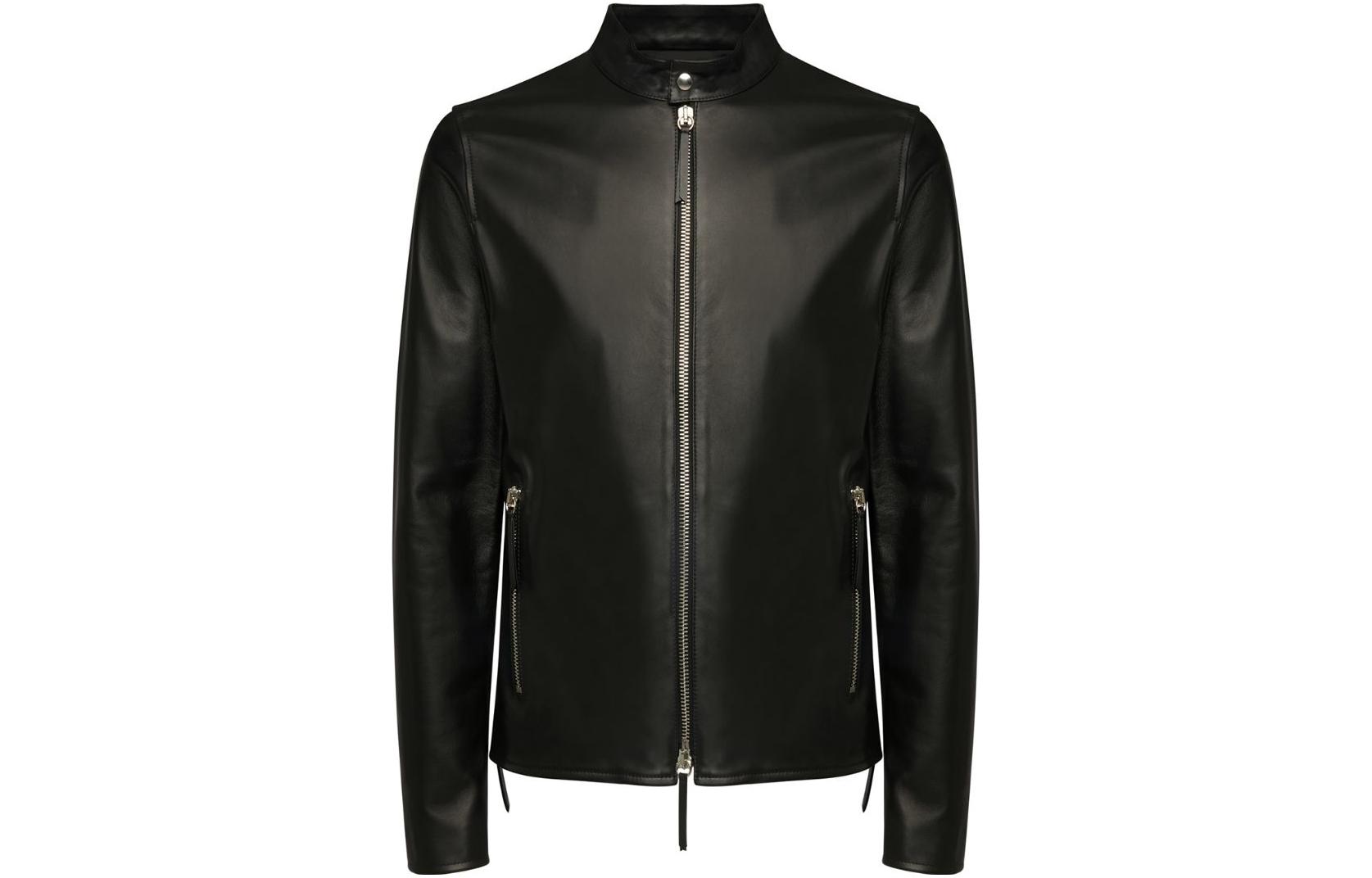 Giuseppe Zanotti GZ Black Leather Jacket with Zipper and Round Collar ERU8016K01BLACK