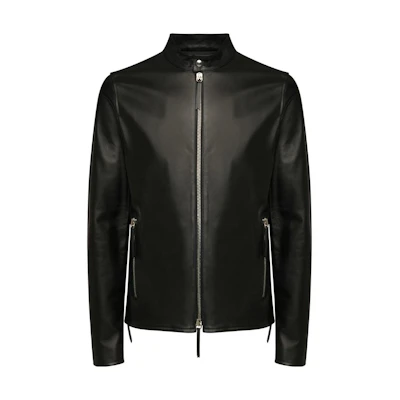 Giuseppe Zanotti GZ Black Leather Jacket with Zipper and Round Collar ERU8016K01BLACK