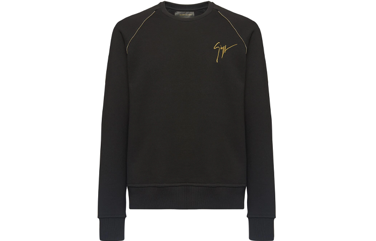 Giuseppe Zanotti GZ Black Logo Embroidered Crewneck Long Sleeve Sweatshirt Men IRU0011001