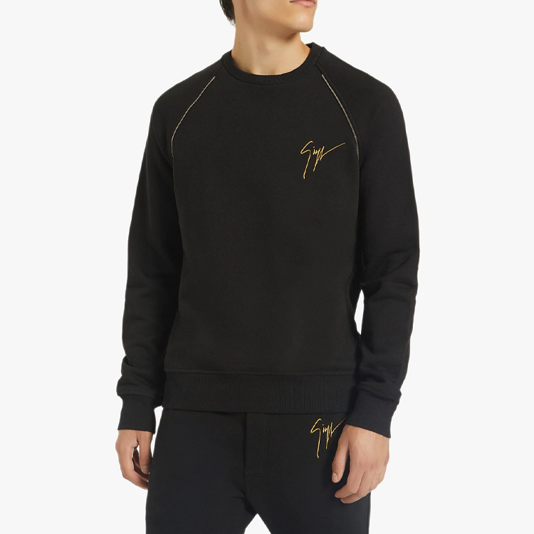 Details for ジュゼッペザノッティ GZ ブラック ロゴ刺繍 クルーネック 長袖 スウェット メンズ IRU0011001