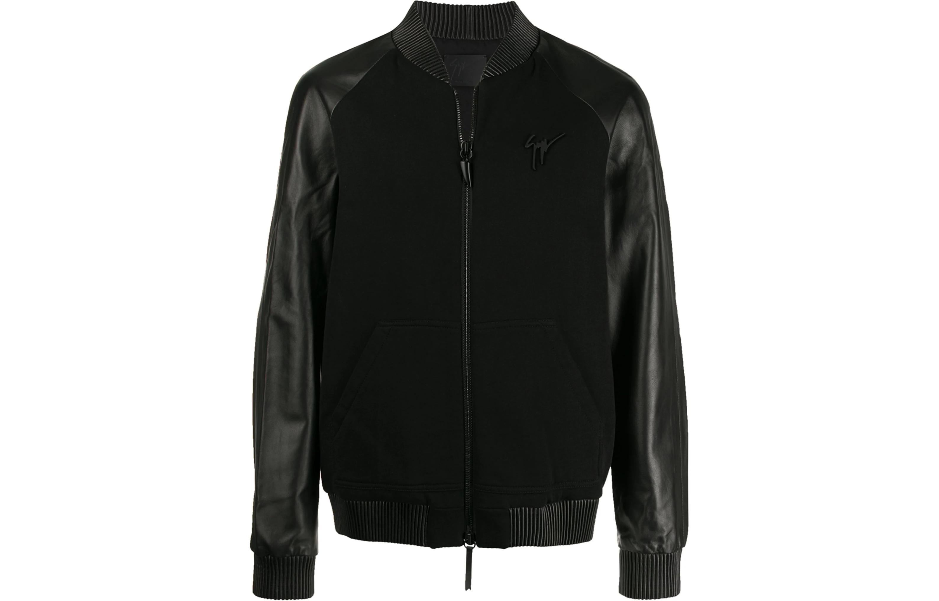 Giuseppe Zanotti GZ Black Solid Zip-Up Biker Jacket ERU9000