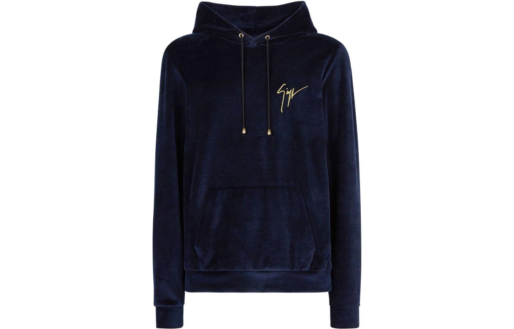 Giuseppe Zanotti GZ Fall Winter 2023 Logo Embroidered Hoodie Navy Blue IRU3015001