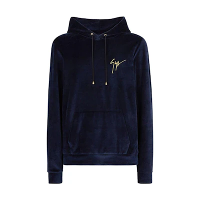 Giuseppe Zanotti GZ Fall Winter 2023 Logo Embroidered Hoodie Navy Blue IRU3015001
