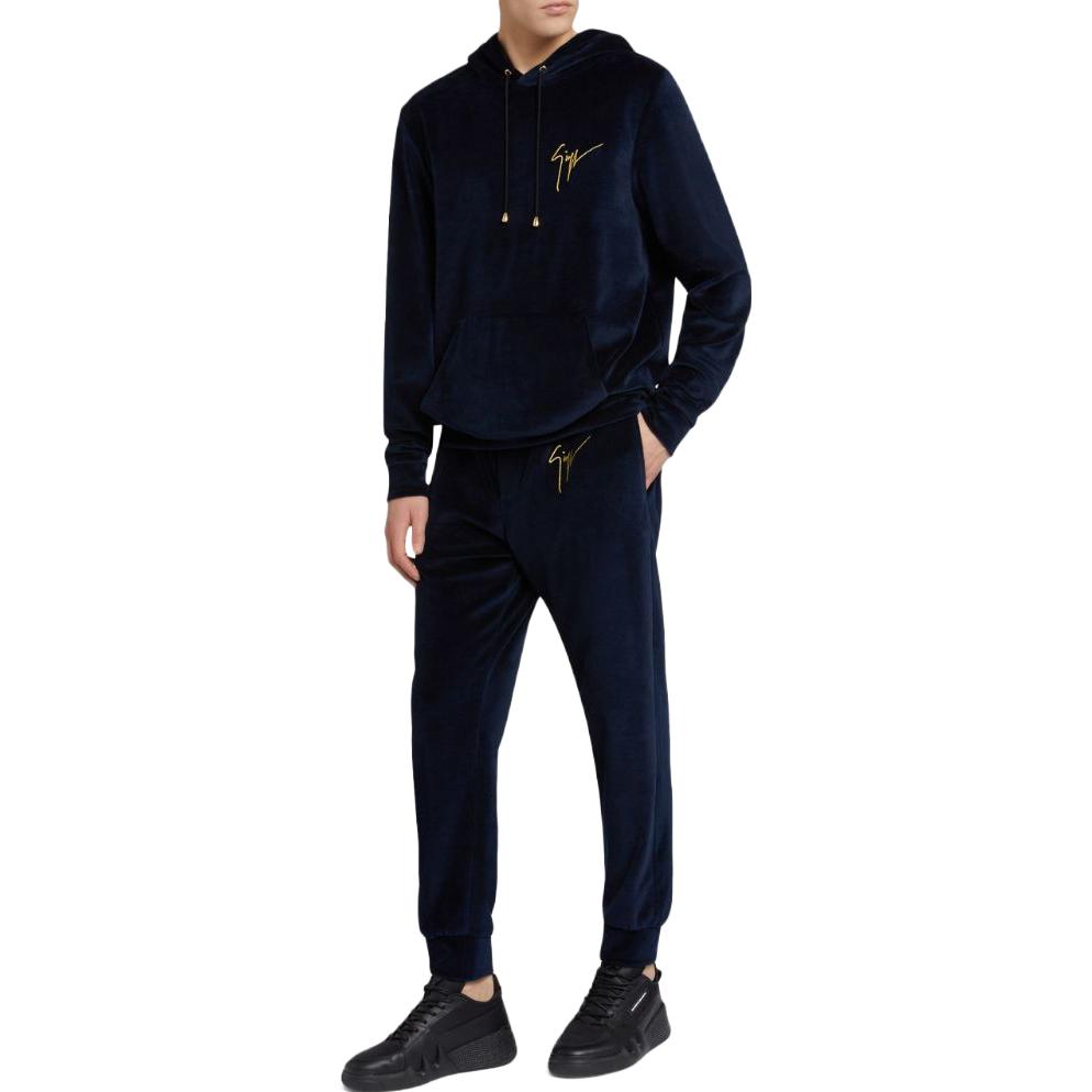 Lookbook ジュゼッペザノッティ GZ 2023秋冬 ロゴ刺繍 パーカー ネイビーブルー IRU3015001