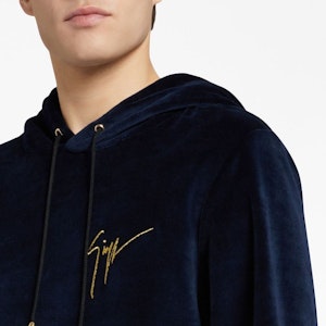 Giuseppe Zanotti GZ Musim Luruh Sejuk 2023 Hoodie Navy Blue Logo Sulaman IRU3015001 Details for Giuseppe Zanotti GZ Musim Luruh Sejuk 2023 Hoodie Navy Blue Logo Sulaman IRU3015001