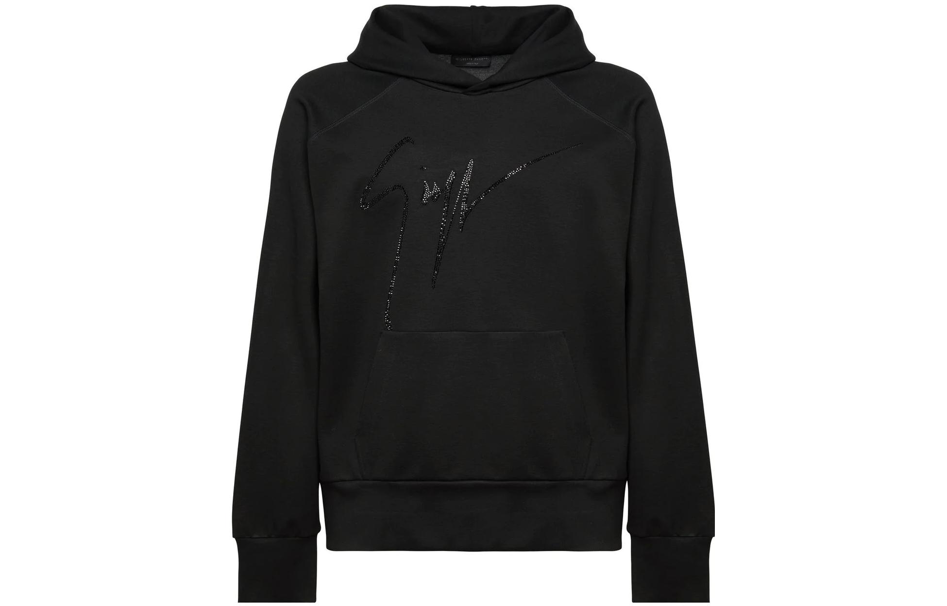 Giuseppe Zanotti GZ FW22 Crystal Logo Black Hoodie - Casual Fashion Sweater IRU2000002