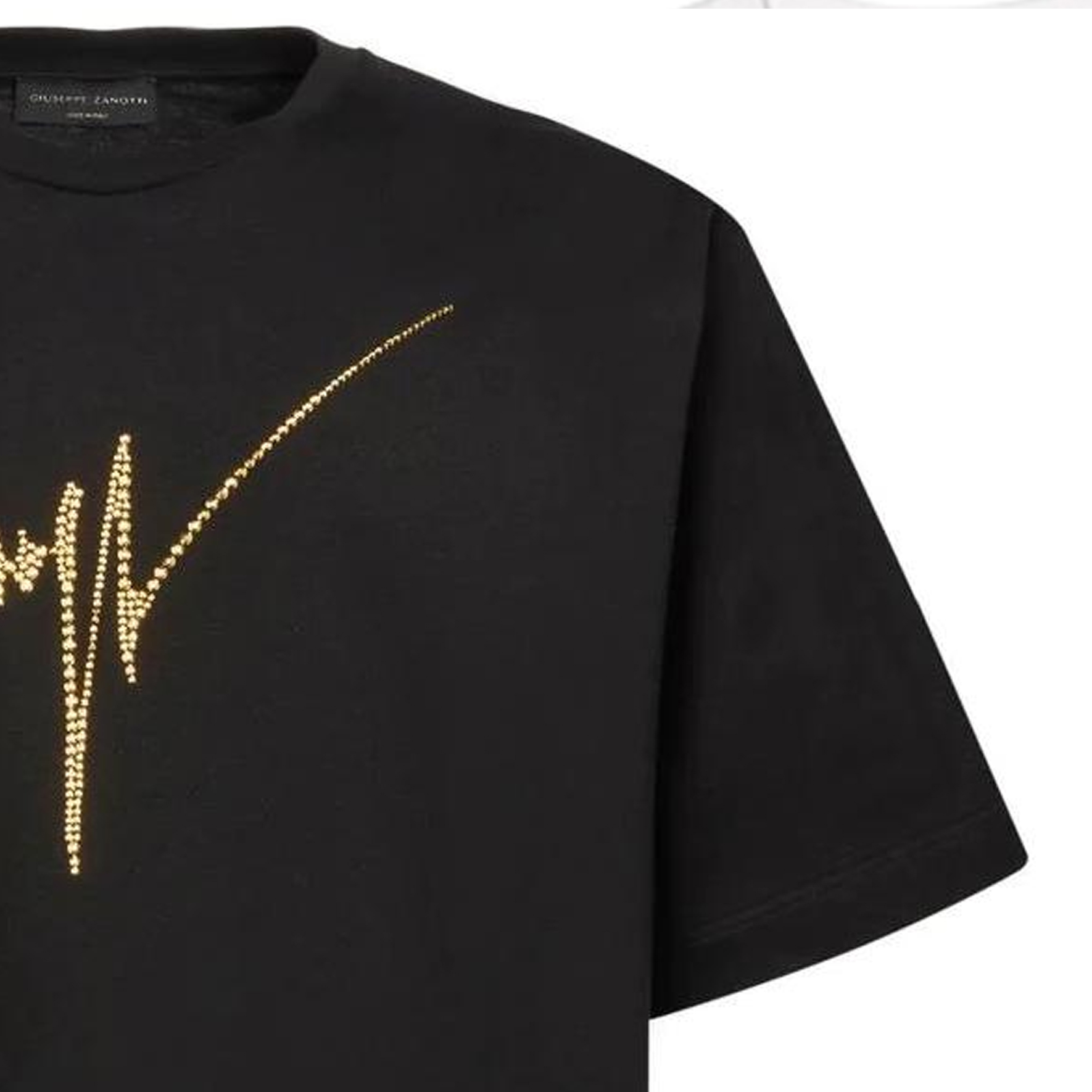 Sizing ジュゼッペザノッティ GZ FW22 ロゴ ラインストーン 半袖 Tシャツ メンズ ブラック ゴールド IRU2003001