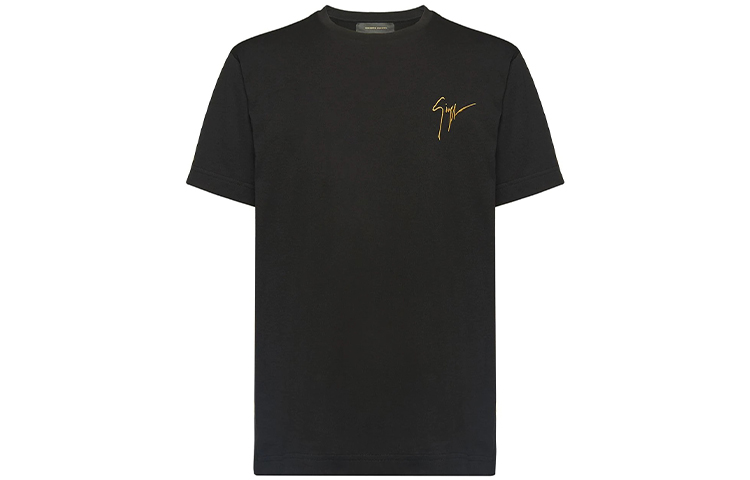 Order ジュゼッペザノッティ メンズ GZロゴ刺繍入りブラッククルーネックTシャツ. IRU0007001