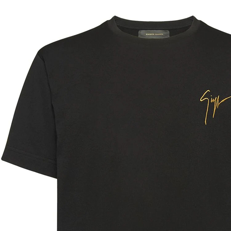 Details for ジュゼッペザノッティ メンズ GZロゴ刺繍入りブラッククルーネックTシャツ. IRU0007001