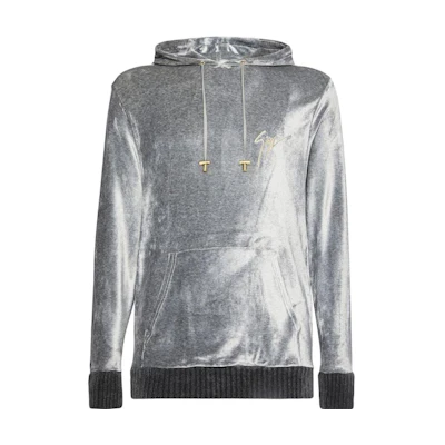 Giuseppe Zanotti GZ Logo Print Hoodie Men’s Light Grey Casual Pullover IRU2006002