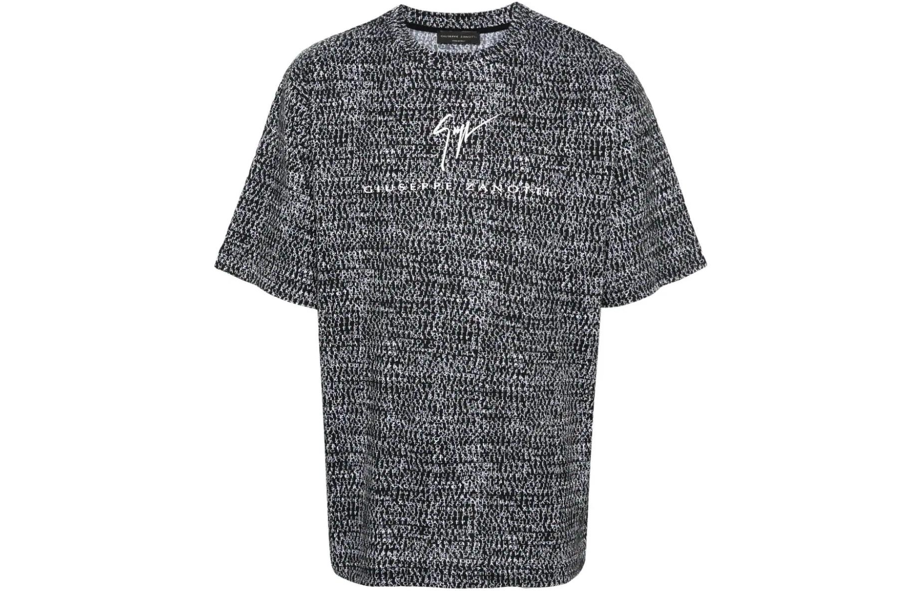 Giuseppe Zanotti GZ Monogram Print Crewneck T-Shirt Black Mens. ERU4001002