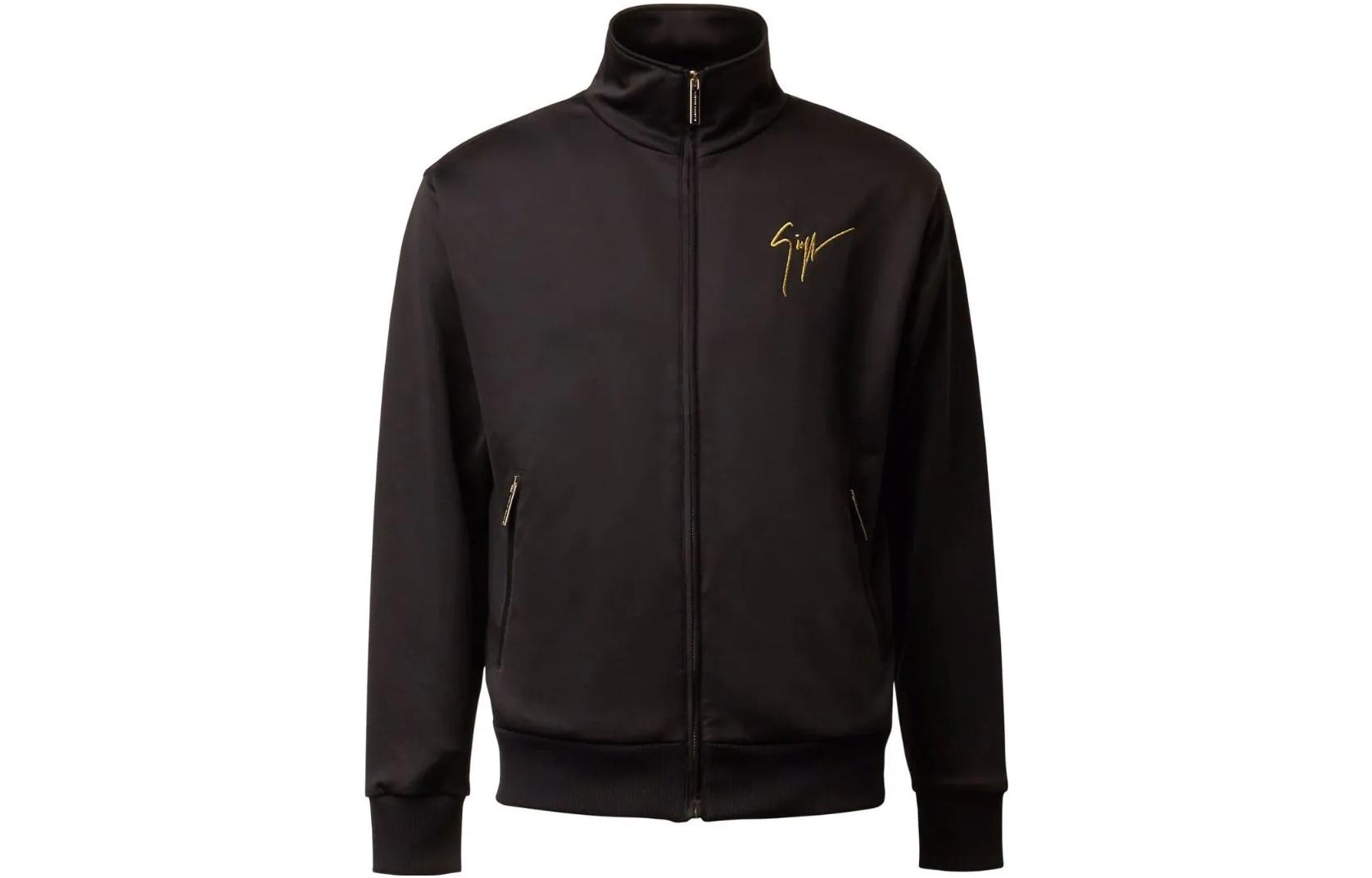 Giuseppe Zanotti GZ Solid Black Stand Collar Long Sleeve Jacket ERU2008001