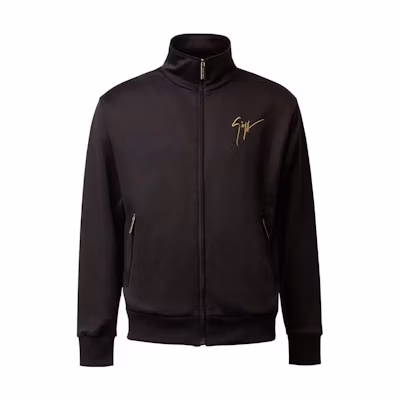 Giuseppe Zanotti GZ Solid Black Stand Collar Long Sleeve Jacket ERU2008001