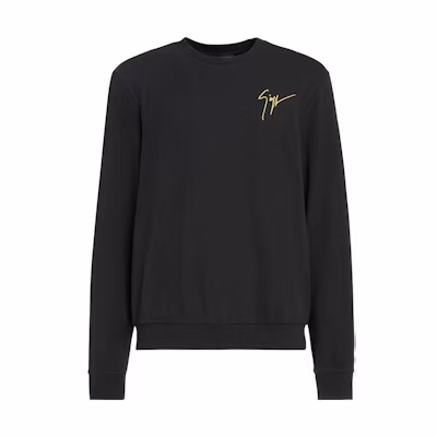 Giuseppe Zanotti GZ SS23 Black Rhinestone Crewneck Sweatshirt Long Sleeve ERU3011001