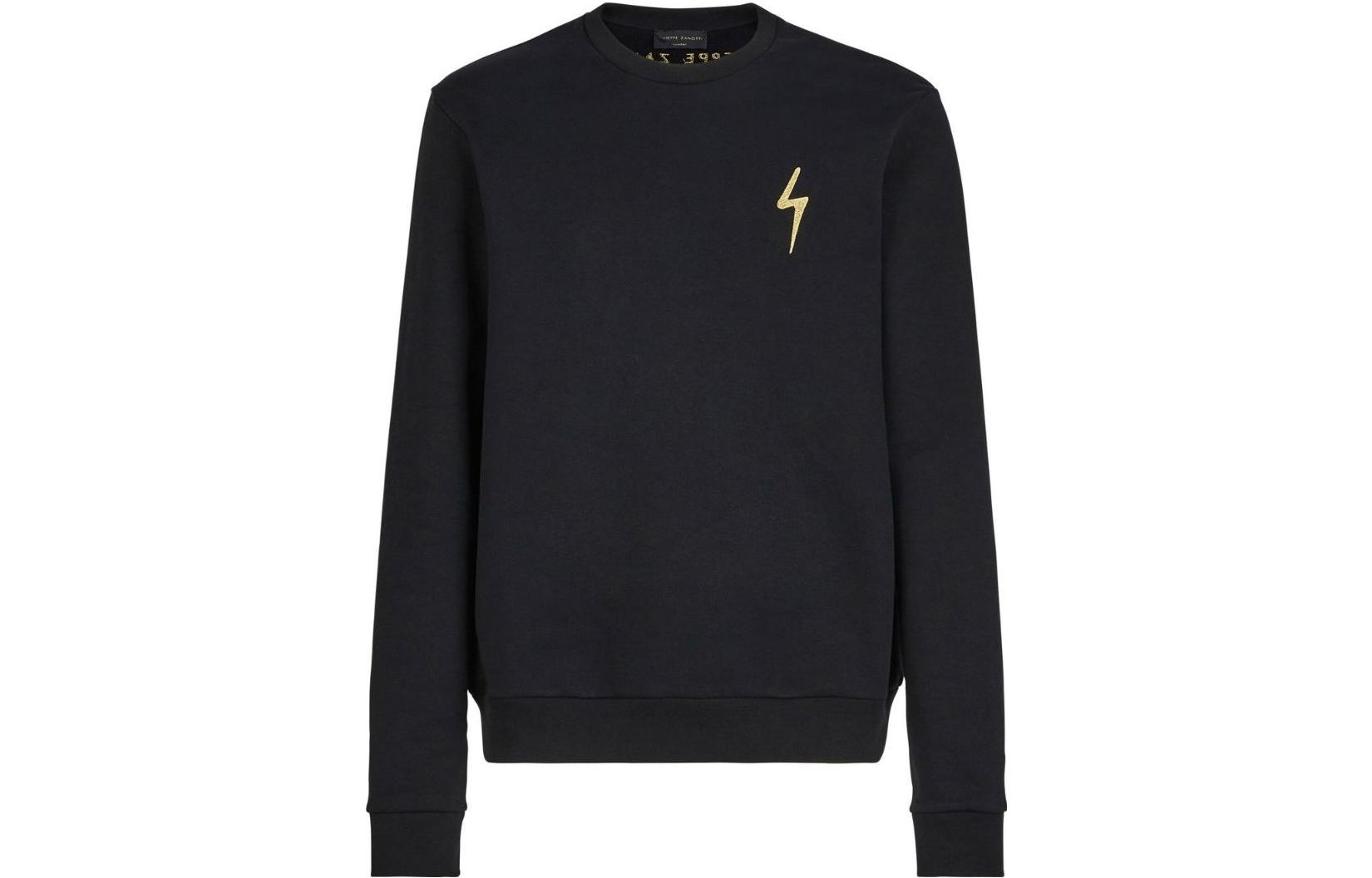 Giuseppe Zanotti GZ SS23 Black Logo Embroidered Crewneck Sweatshirt for Men ERU2017H01