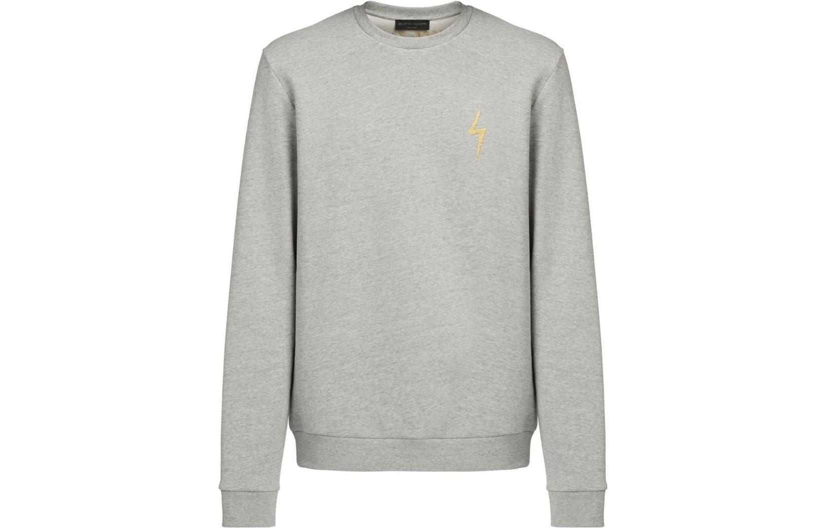 Giuseppe Zanotti GZ SS23 Grey Logo Embroidered Crewneck Sweatshirt ERU2017H02