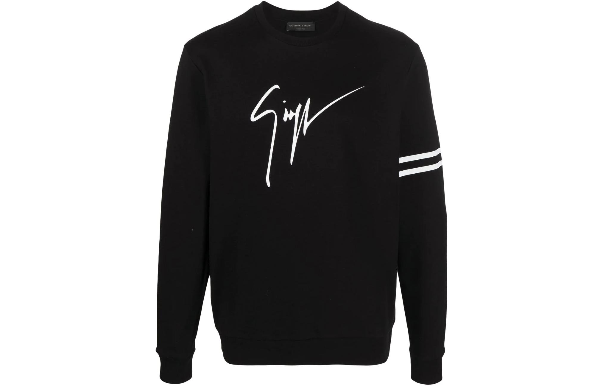 Giuseppe Zanotti GZ SS23 Logo Print Crewneck Sweatshirt Black Casualwear ERU3012002