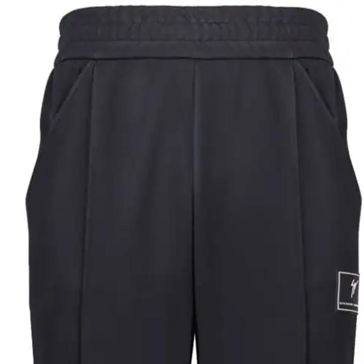 Sizing Giuseppe Zanotti GZ SS24 Pantalones Negros Logo Elástico Cintura ERU4005001