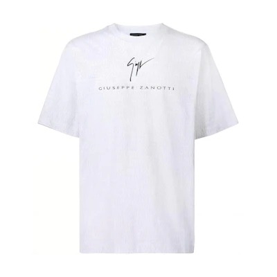 Giuseppe Zanotti GZ SS24 Letter Print Crewneck Casual T-Shirt Mens Chalk White ERU4001001