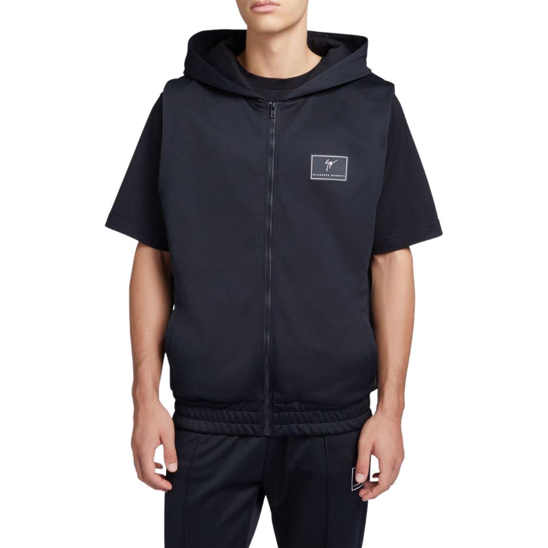 Lookbook Giuseppe Zanotti GZ SS24 Jaket Zip Hoodie Patch Logo Lelaki Hitam ERU4004001