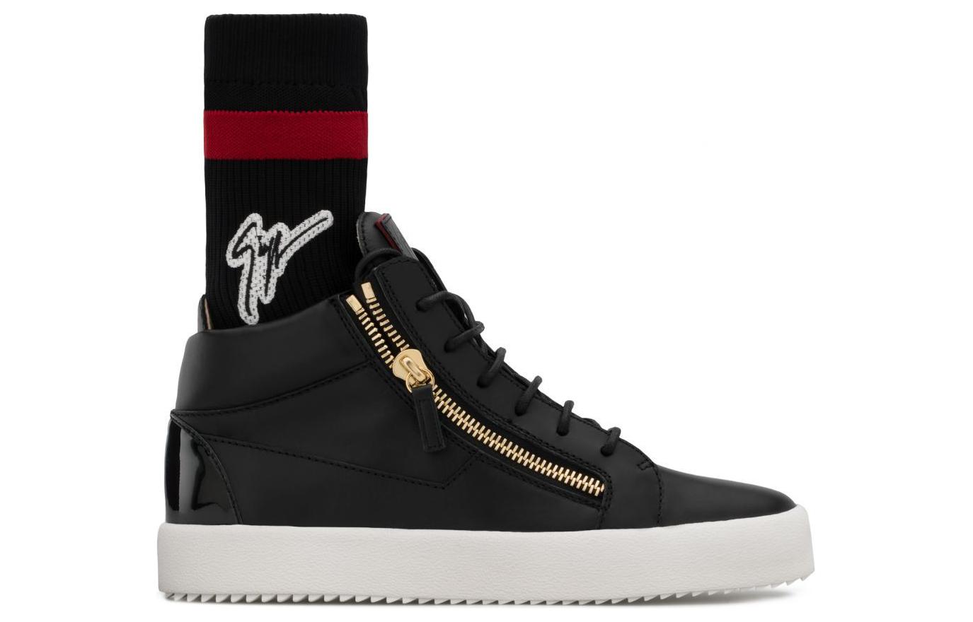 Order Giuseppe Zanotti High-Top 'Zip Logam Hitam' RU80044-BIVA-NERO