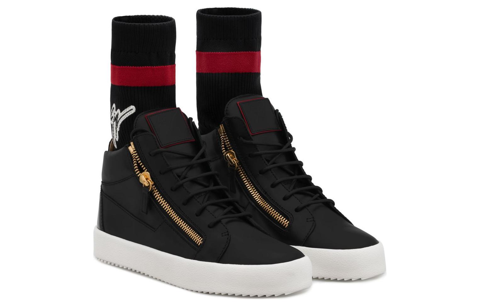 Lookbook Giuseppe Zanotti High-Top 'Zip Logam Hitam' RU80044-BIVA-NERO