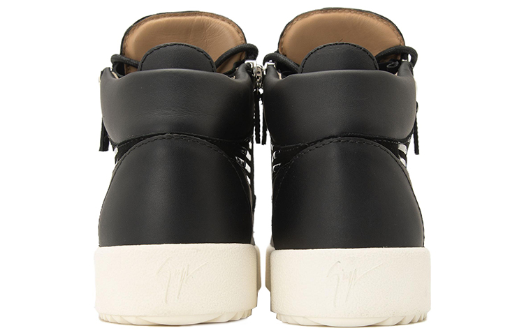 Shop 주세페 자노티 블랙 집 하이탑 레더 (Giuseppe Zanotti Black Zip High-top Leather - shortened) RM90056001