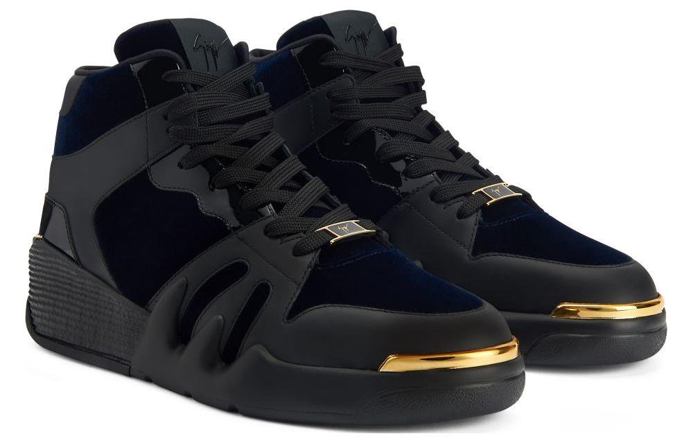 Lookbook giuseppe zanotti/GZ 皮革 繫帶圓頭 高筒 帆布鞋 男款 黑色