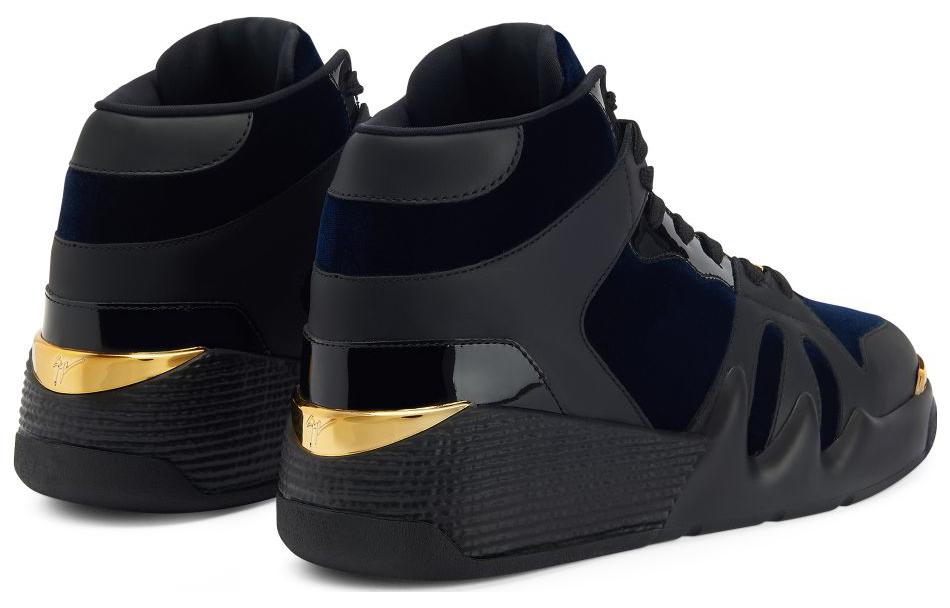 Purchase giuseppe zanotti/GZ 皮革 繫帶圓頭 高筒 帆布鞋 男款 黑色