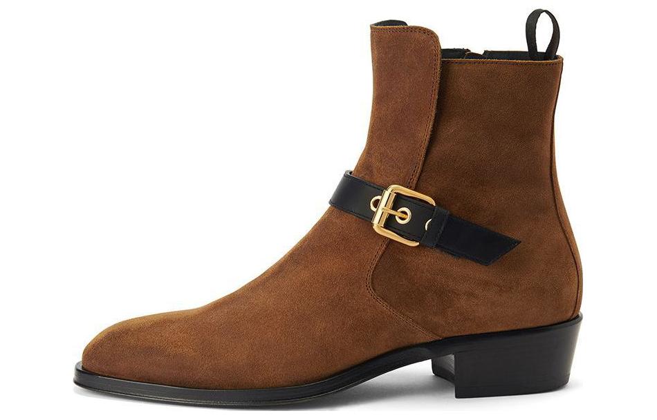 Giuseppe Zanotti Leather Boot 'Fashion Metal Buckle Brown' IU30019002