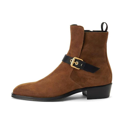 Giuseppe Zanotti Leather Boot 'Fashion Metal Buckle Brown'