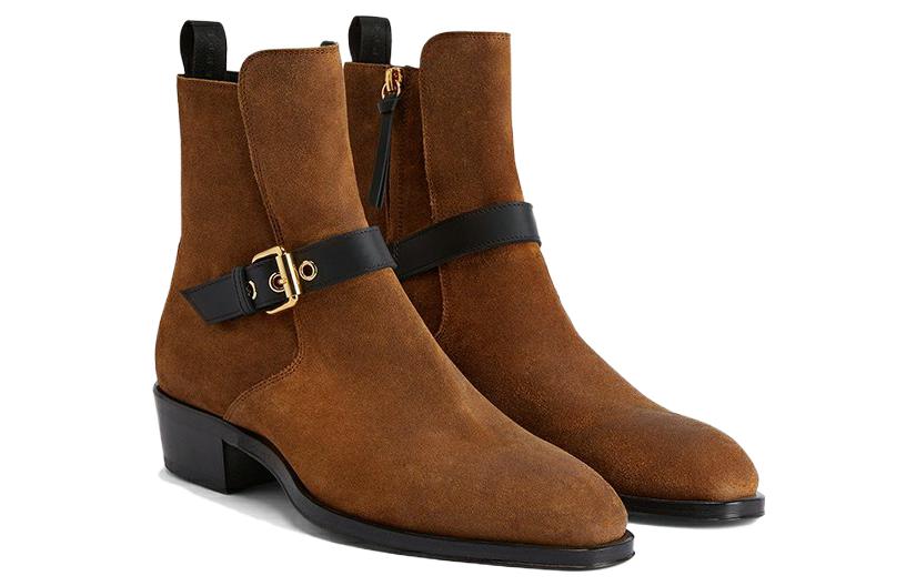Giuseppe Zanotti Leather Boot 'Fashion Metal Buckle Brown' 圖 2