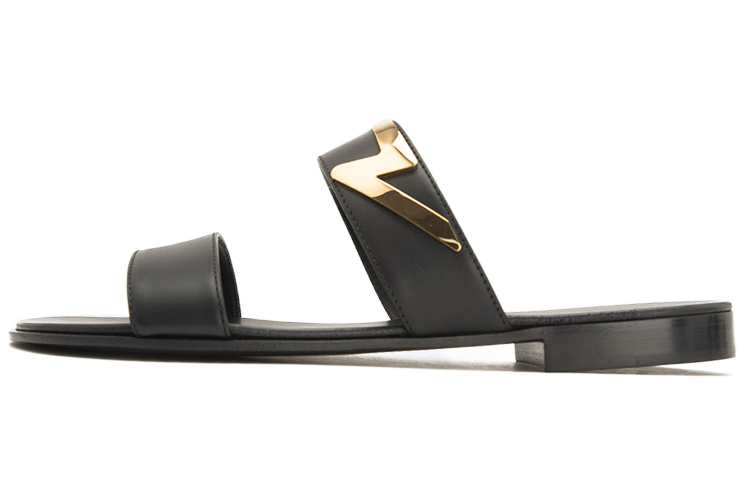 Buy 朱塞佩·萨诺第黑色真皮露趾拖鞋 EU90024001