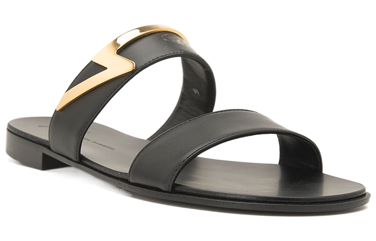 Order 朱塞佩·萨诺第黑色真皮露趾拖鞋 EU90024001