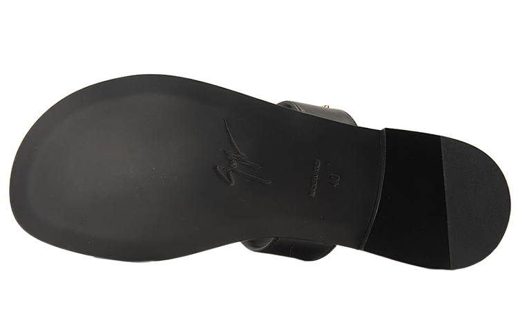 Shop 朱塞佩·萨诺第黑色真皮露趾拖鞋 EU90024001