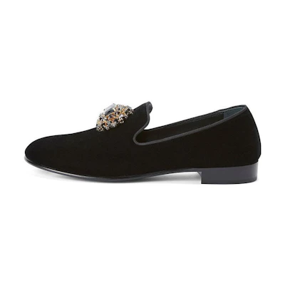 Giuseppe Zanotti Loafer 'Black Crystal Metal Ornament'