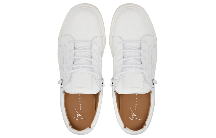 Lookbook Giuseppe Zanotti/GZ 鏡面效果 合成面料 低幫百搭小白鞋 潮流舒適 時尚板鞋 男款 白色