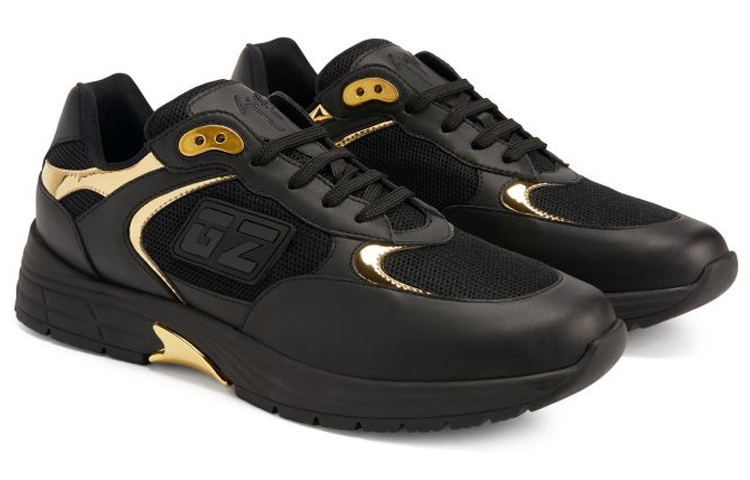 Shop Giuseppe Zanotti Sepatu Low-Top 'Black Gold Mirror' RU20041002