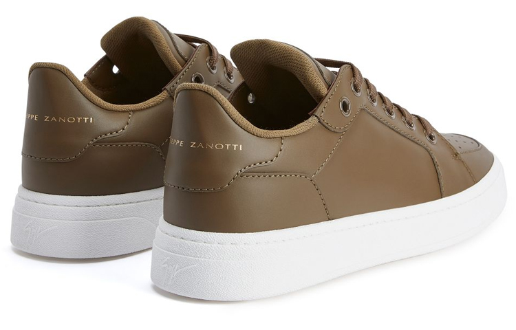 Shop giuseppe zanotti/GZ 皮革 系帶 印花 低筒 帆布鞋 男款 軍綠色