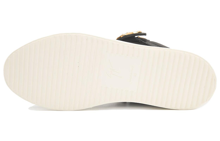 Shop Giuseppe Zanotti/GZ 皮革 中幫系帶 時尚板鞋 男款 黑色