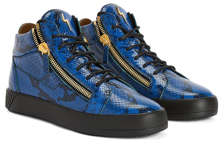 Shop 朱塞佩·扎诺蒂中帮运动鞋“蓝色皮革” RU20080H01