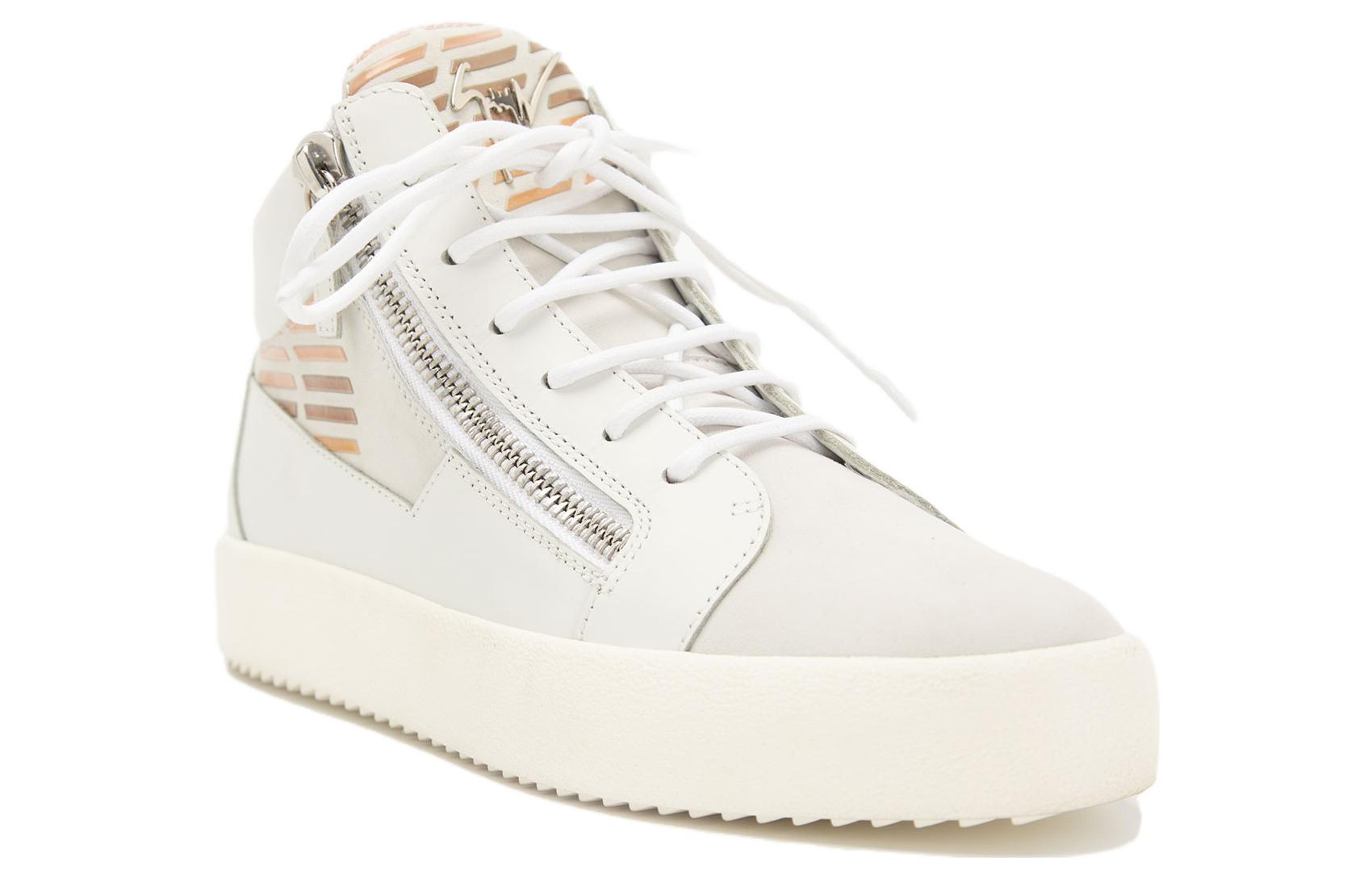 Order giuseppe zanotti/GZ 皮革 圓頭繫帶 防滑 中筒 板鞋 男款 白色