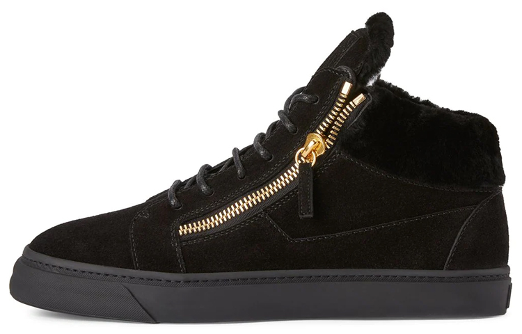 Buy Giuseppe Zanotti/GZ 絨面 中幫繫帶 時尚板鞋 男款 黑色