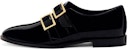 Giuseppe Zanotti PU Comfort 'Hujung Bulat Hitam dengan Gesper Emas' IU30026001